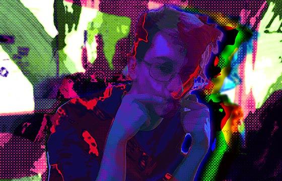 brightly colored digitally manipulated self portrait